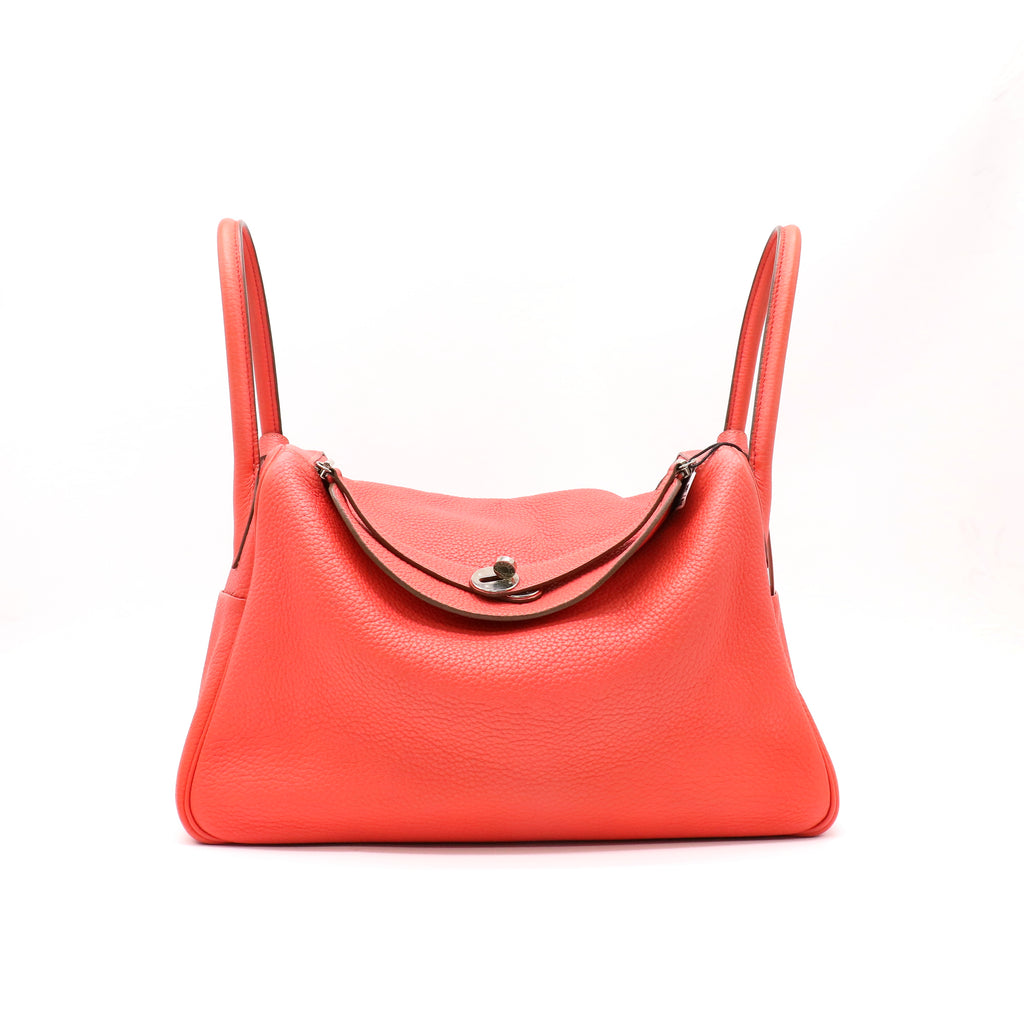 Hermes Taurillon Clemence Lindy 34 Rouge Pivoine twins LDJ4846
