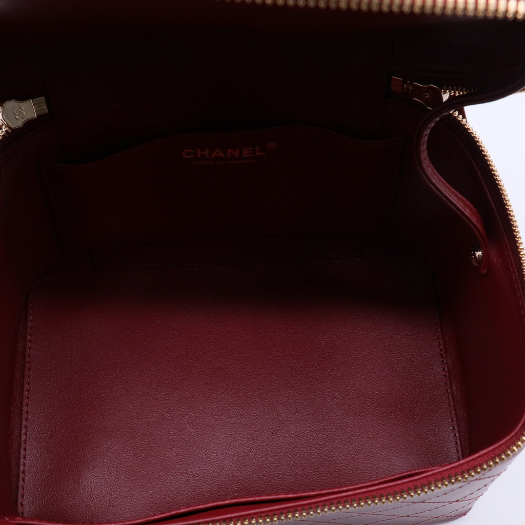 Chanel Matelasse Vanity Bag Dark red LeatherB21740