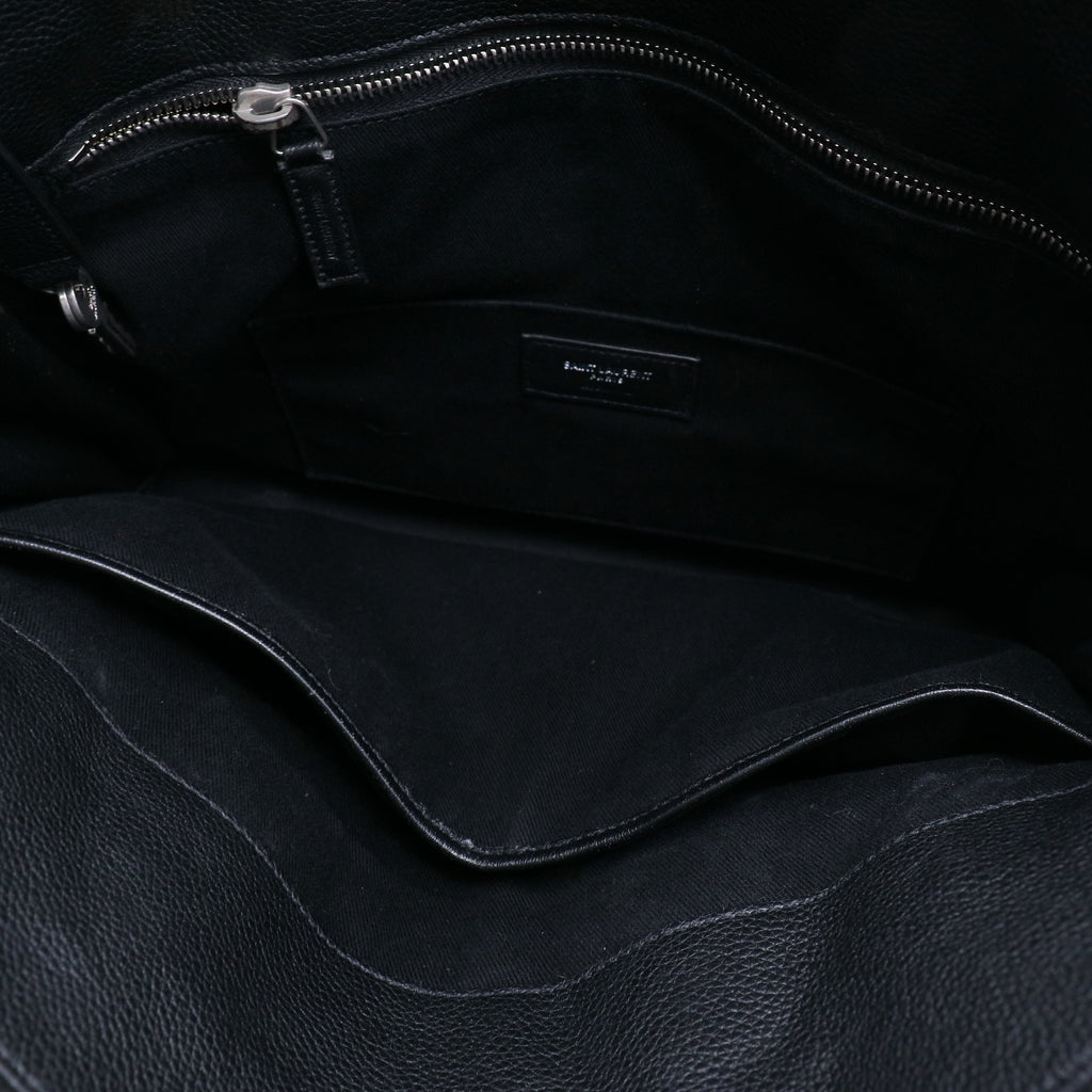 Grained Calfskin Sac De Jour Souple North South Tote Black twins
