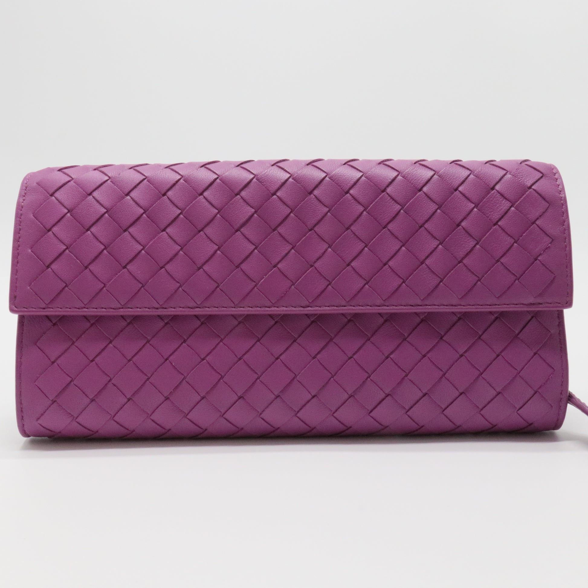 Long Flap Wallet Intrecciato Nappa Leather Purple