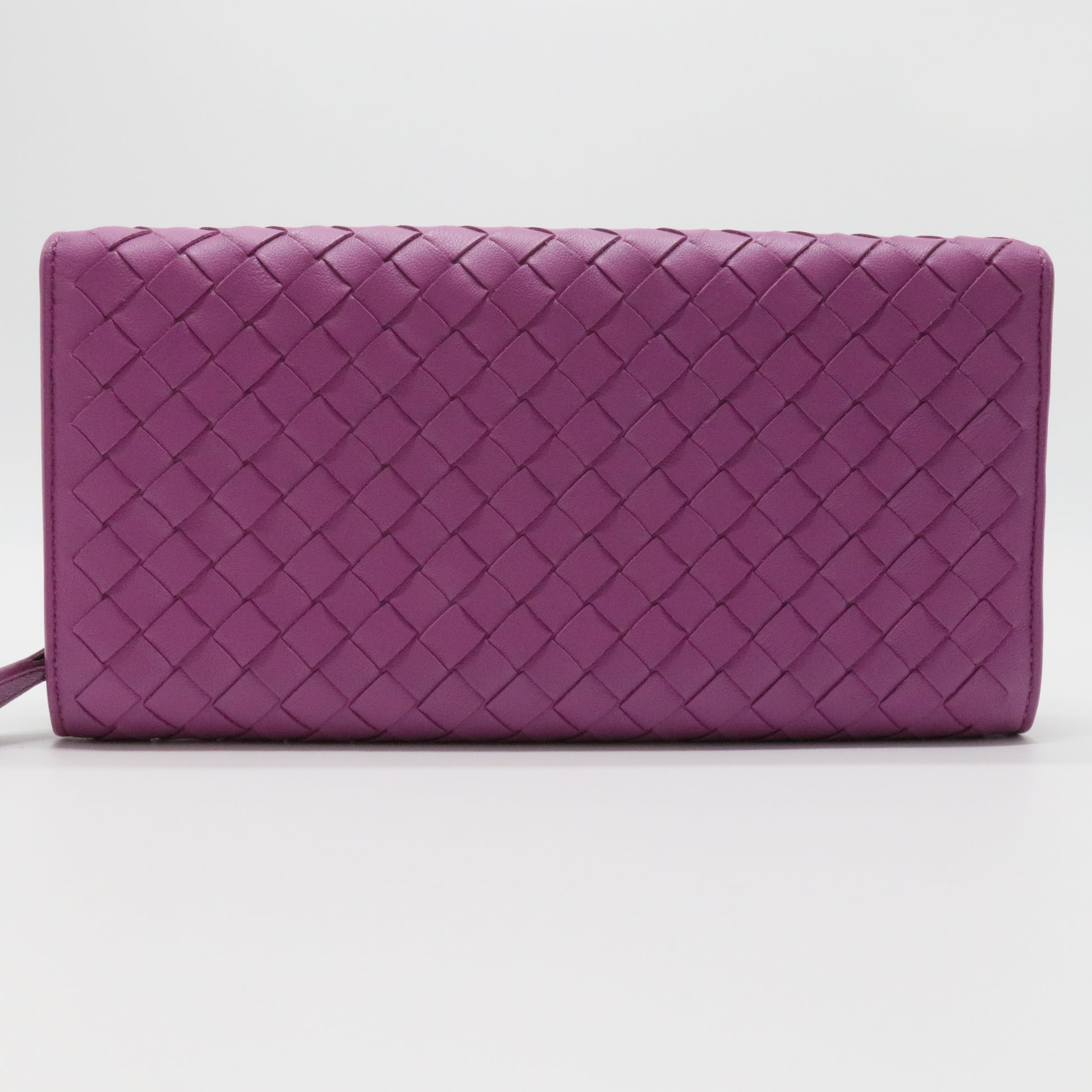 Long Flap Wallet Intrecciato Nappa Leather Purple