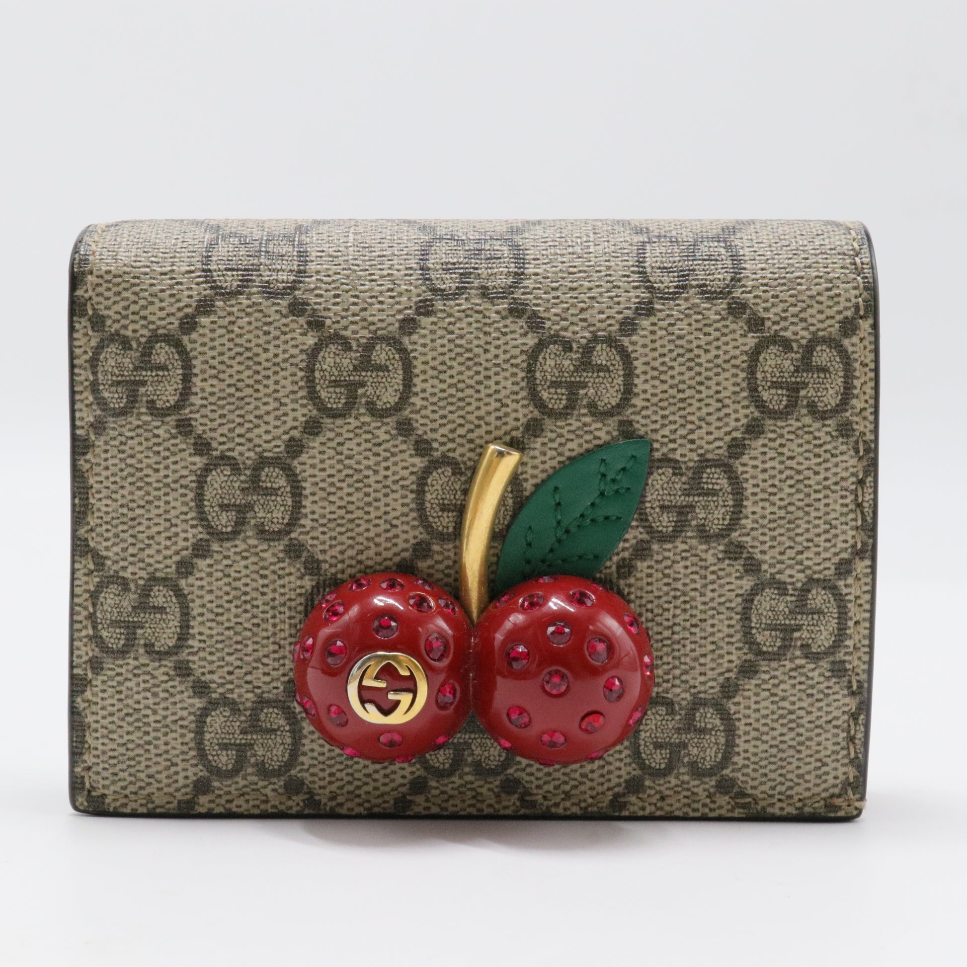 Cherries Flap Card Case GG Coated Canvas
