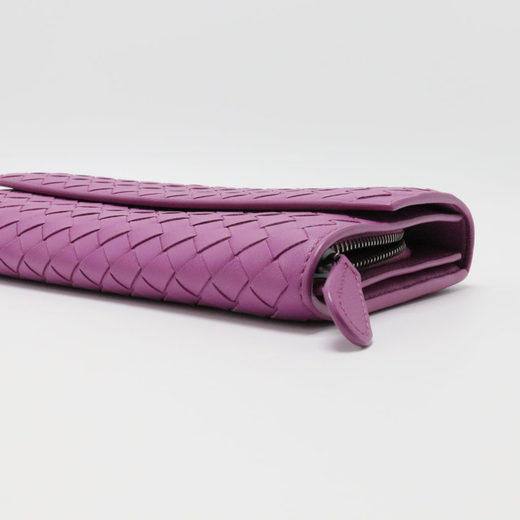 Long Flap Wallet Intrecciato Nappa Leather Purple