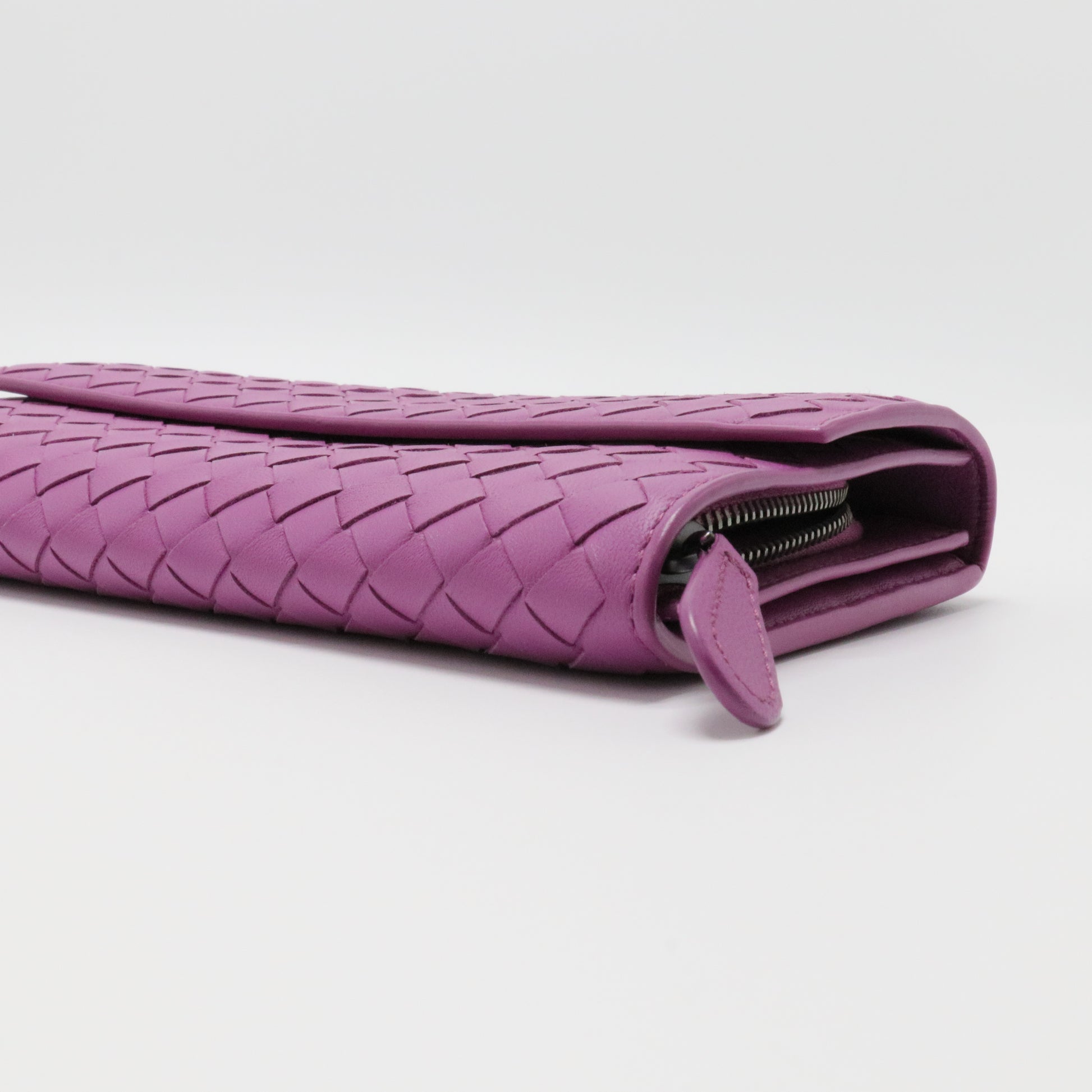 Long Flap Wallet Intrecciato Nappa Leather Purple