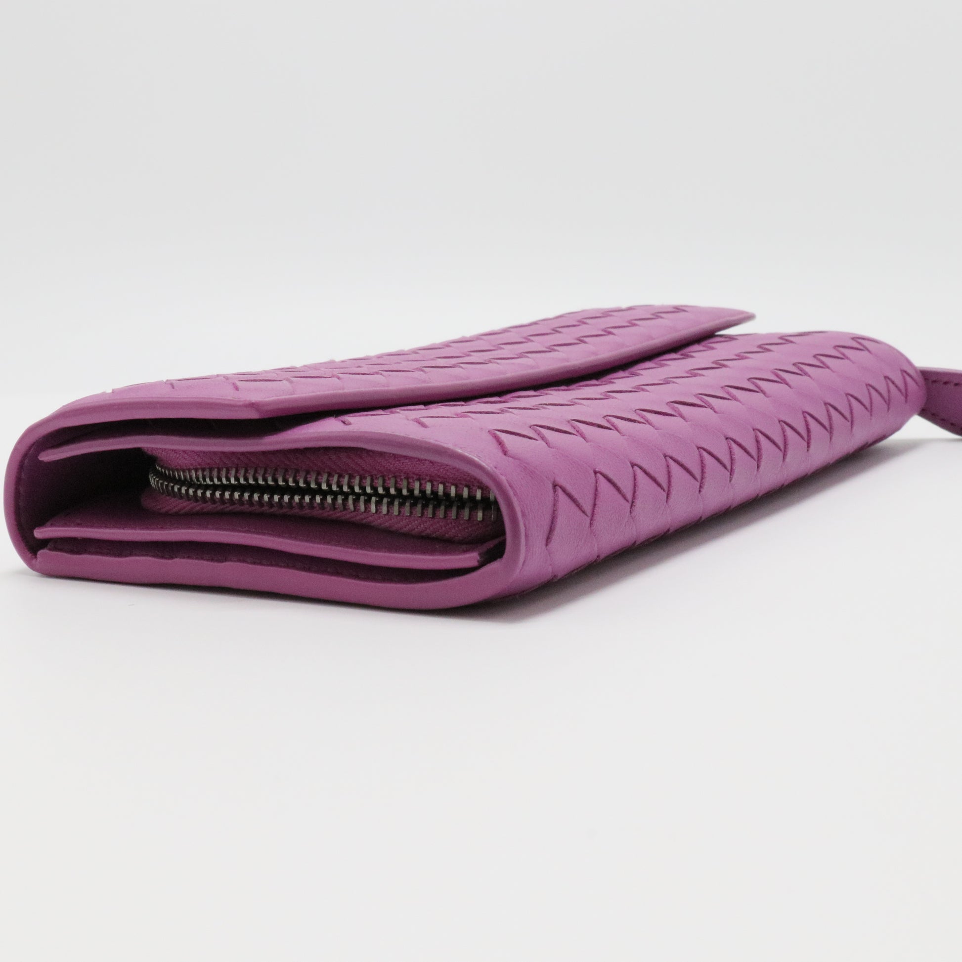Long Flap Wallet Intrecciato Nappa Leather Purple