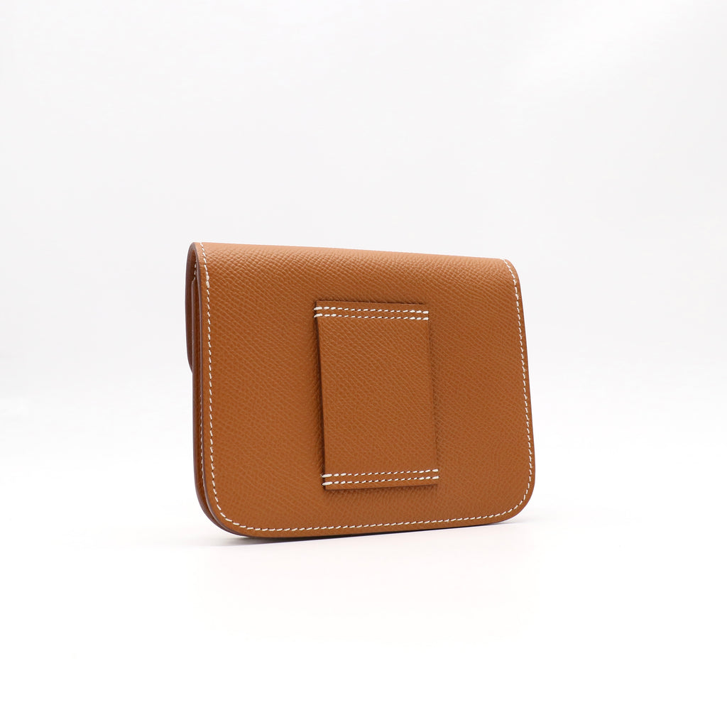 Hermes Evercolor Constance Slim Wallet Gold twins LDJ4848