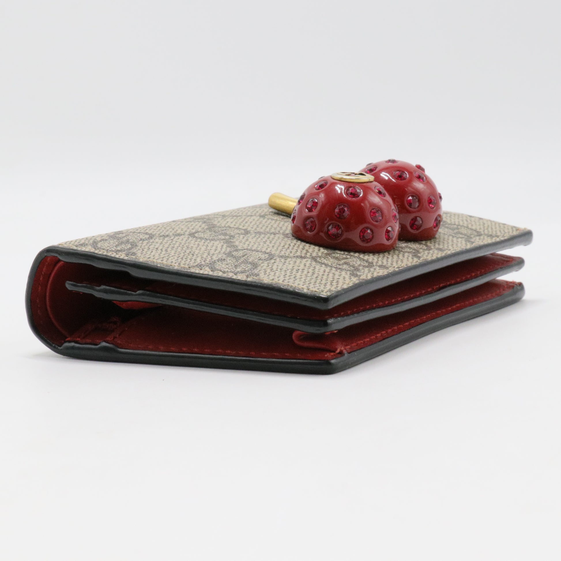 Cherries Flap Card Case GG Coated Canvas