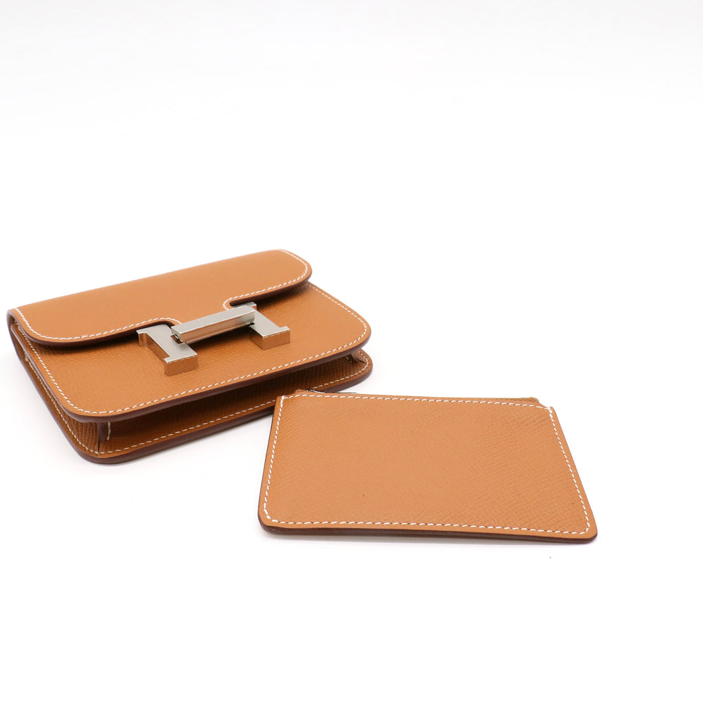 Hermes Evercolor Constance Slim Wallet Gold twins LDJ4848