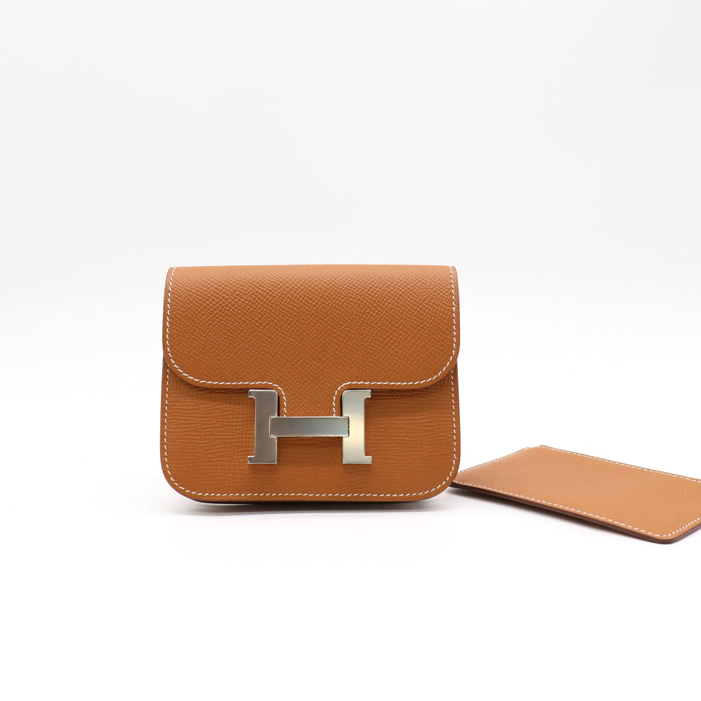 Hermes Evercolor Constance Slim Wallet Gold twins LDJ4848