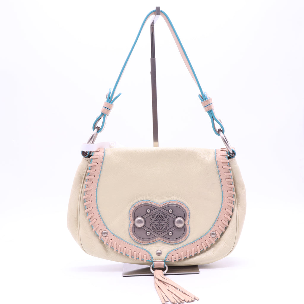 Loewe Anagram Logo Vintage Leather Tassel Flap bag B20914