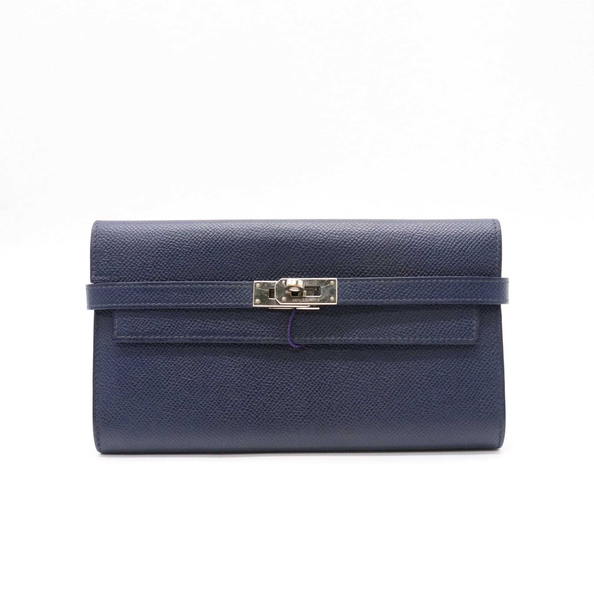 Hermes Blue Electric Epsom Leather Kelly Long Wallet twins LDJ4847