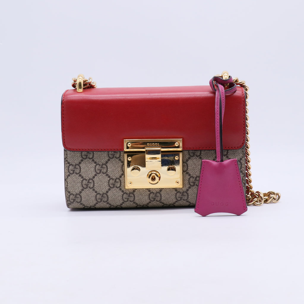Supreme Monogram Calfskin Small Padlock Shoulder Bag Beige Hibiscus Red New Rosette B21739