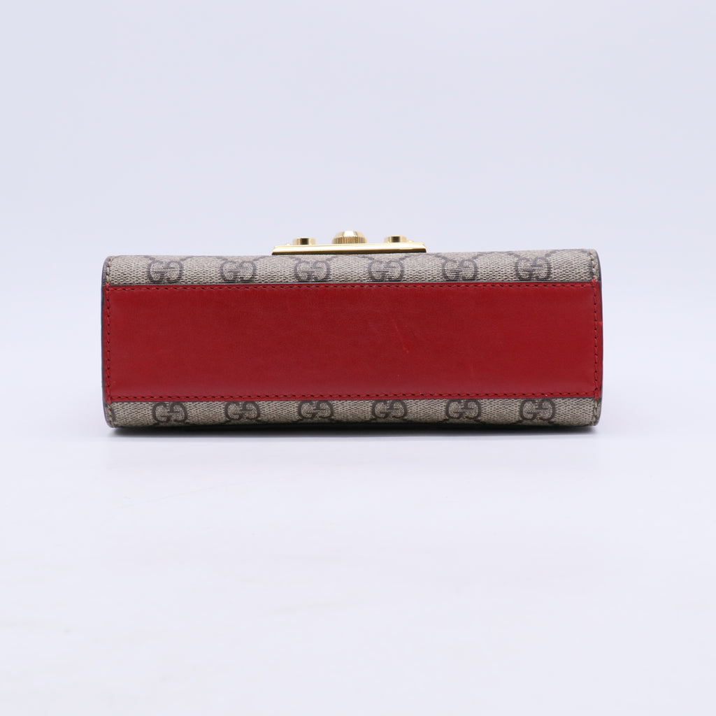 Supreme Monogram Calfskin Small Padlock Shoulder Bag Beige Hibiscus Red New Rosette B21739