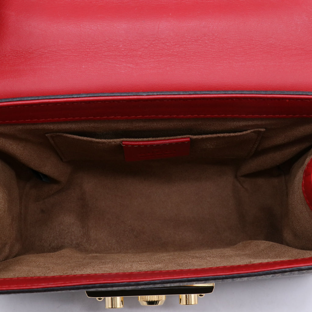 Supreme Monogram Calfskin Small Padlock Shoulder Bag Beige Hibiscus Red New Rosette B21739