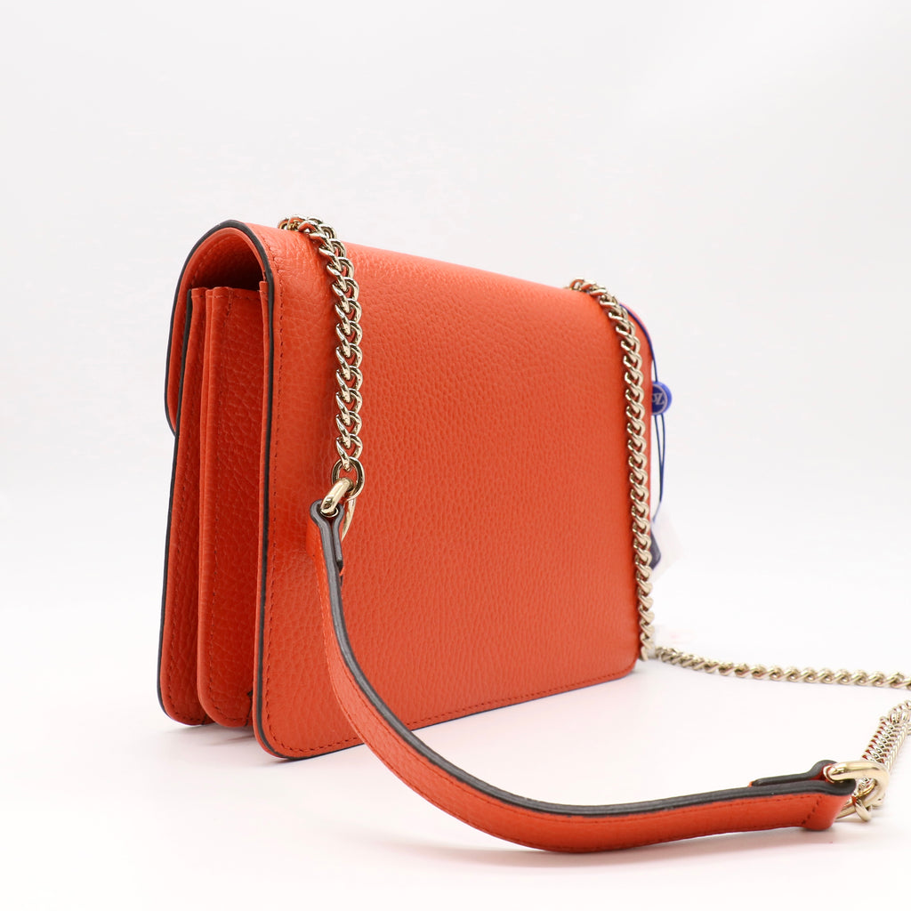 Gucci Dollar Calfskin Small Interlocking G Shoulder Bag Sun Orange twins LDJ4844