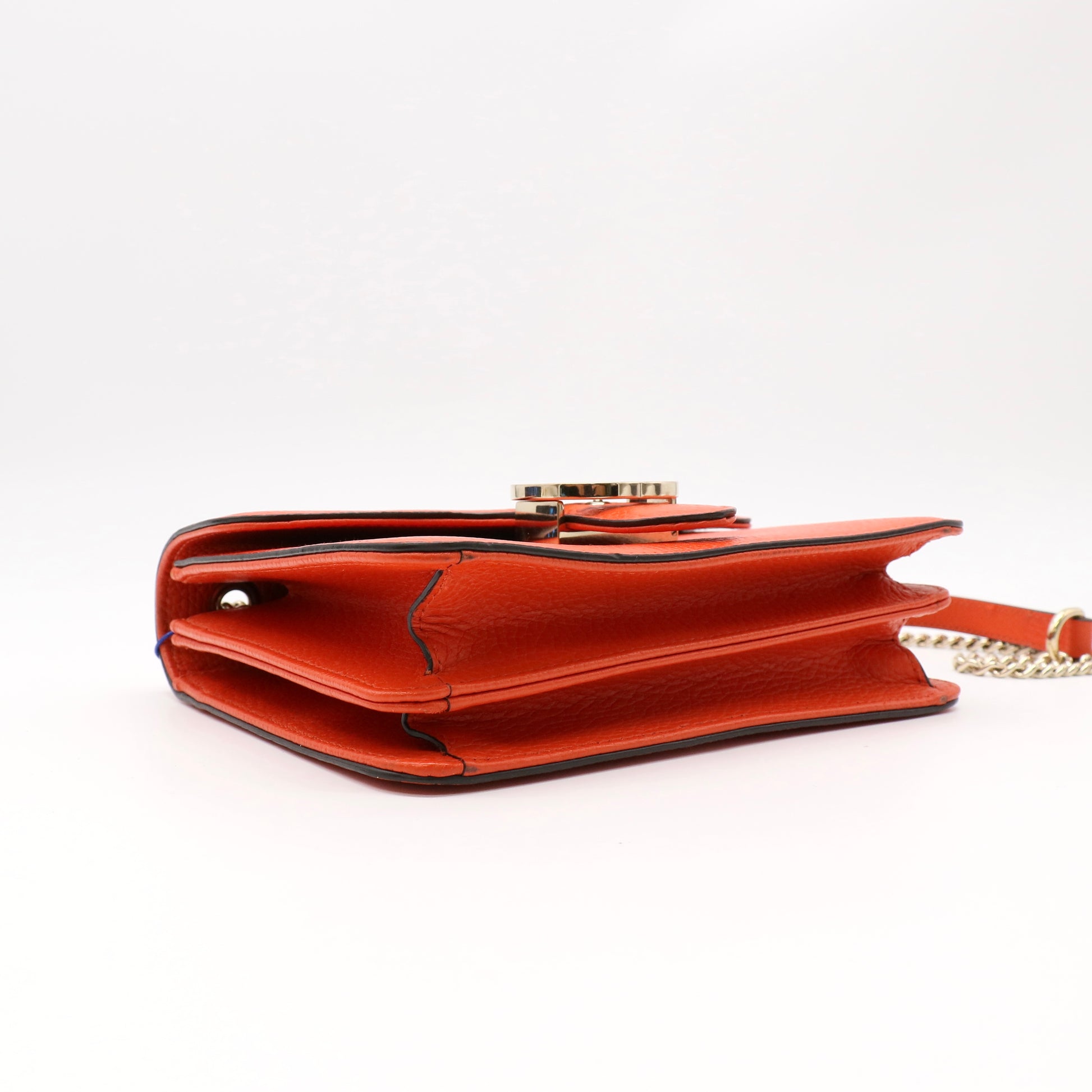 Gucci Dollar Calfskin Small Interlocking G Shoulder Bag Sun Orange twins LDJ4844