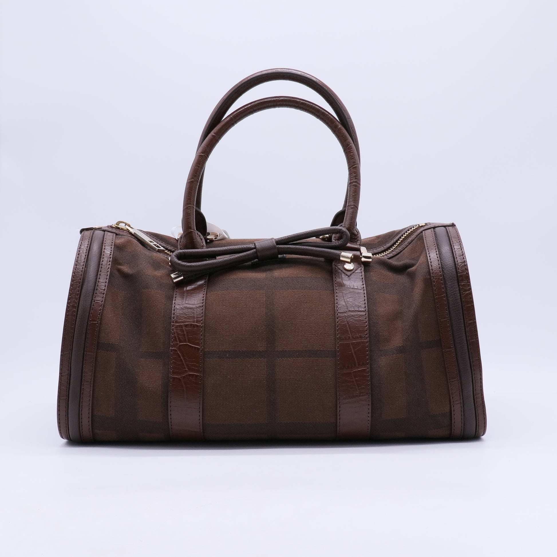Prorsum Plum Check Jacquard Tweed Medium Barrel Bag B21176