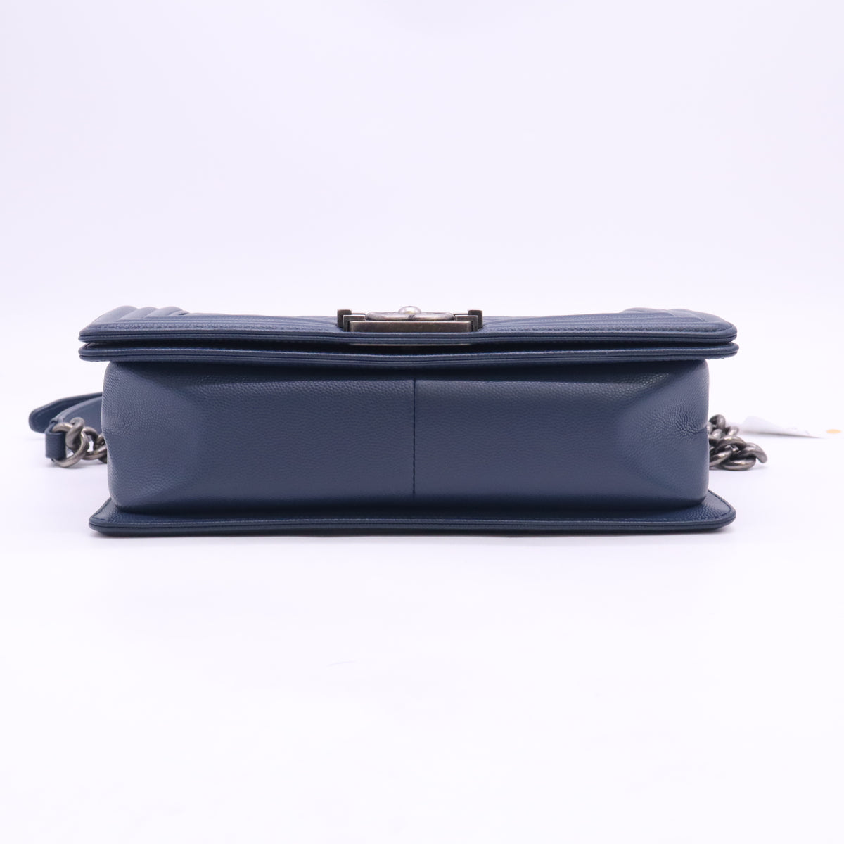Caviar Quilted Medium Boy Flap Dark Navy Blue B24662