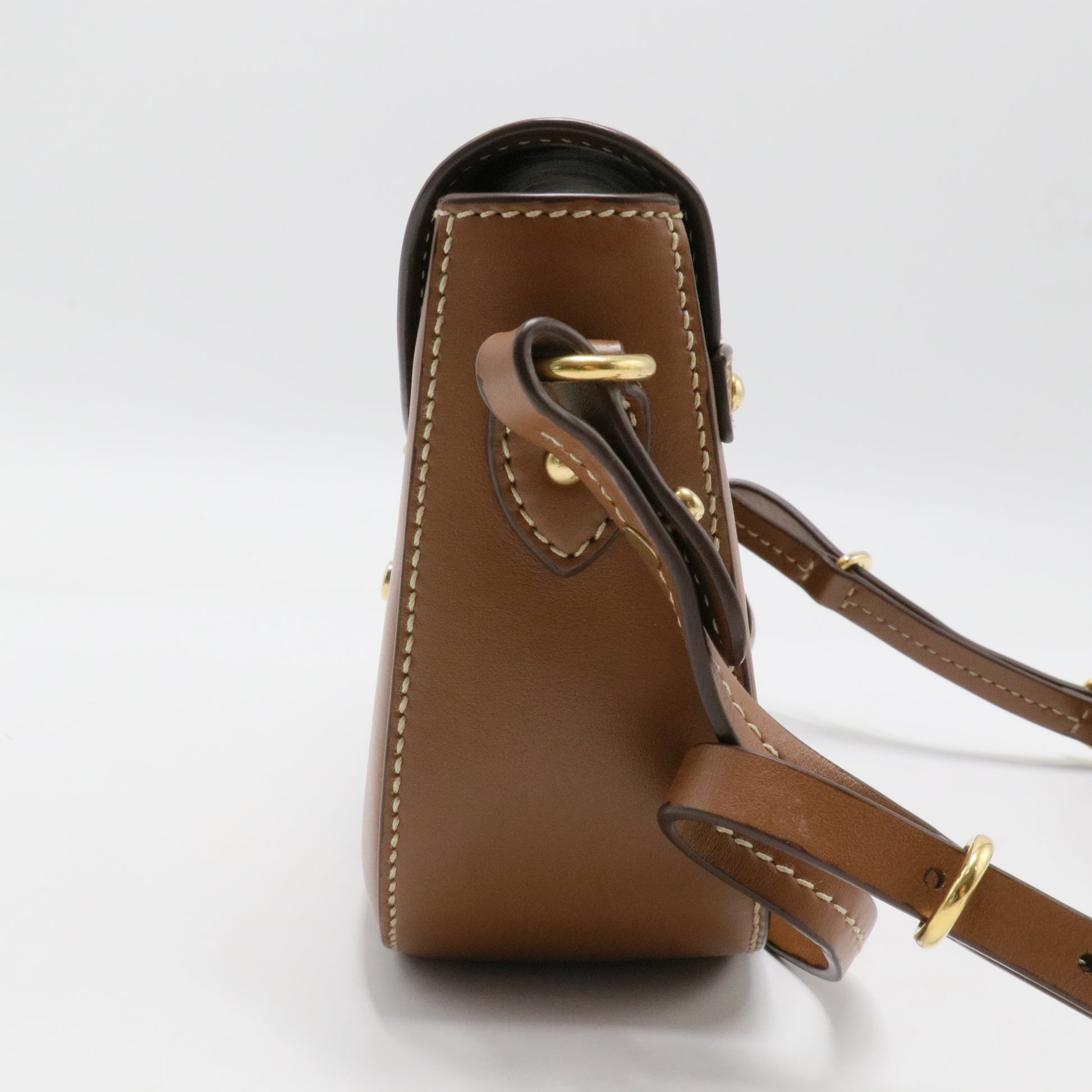 City Calf Snap Lock Shoulder Bag Cognac