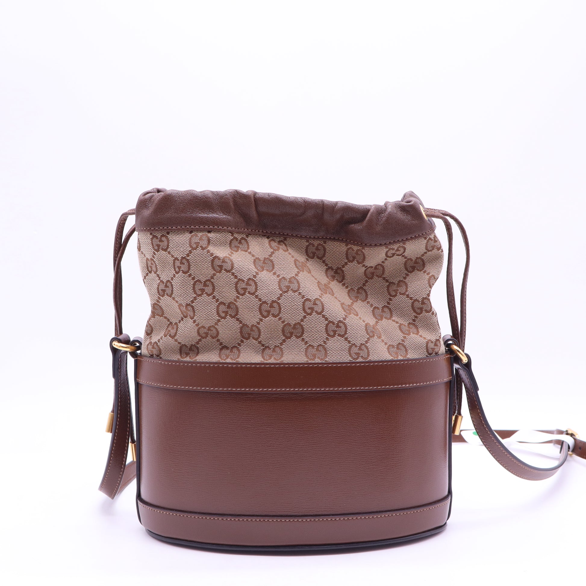 Gucci Horsebit 1955 Bucket Crossbody Bag Leather and GG Canvas Small B21925