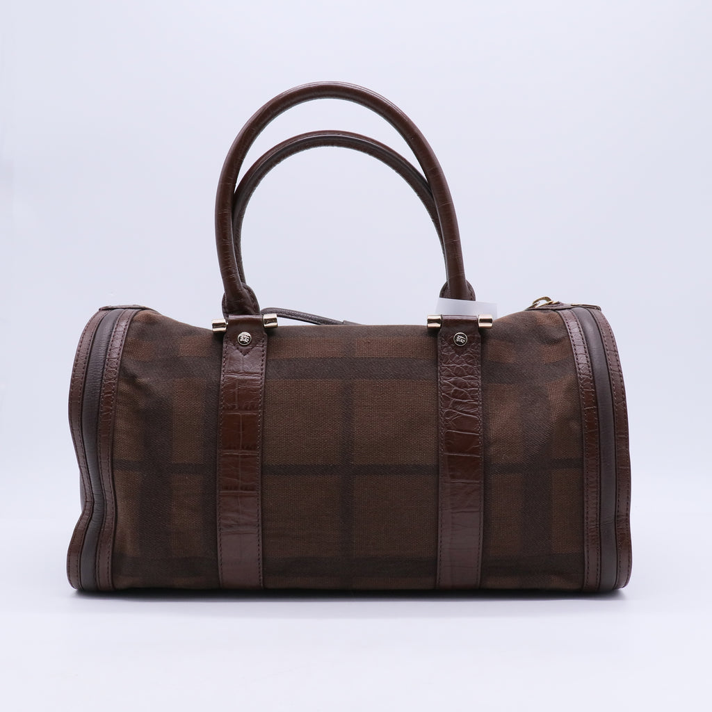 Prorsum Plum Check Jacquard Tweed Medium Barrel Bag B21176