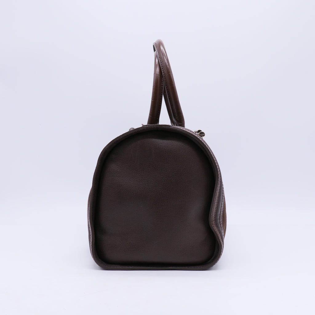 Prorsum Plum Check Jacquard Tweed Medium Barrel Bag B21176
