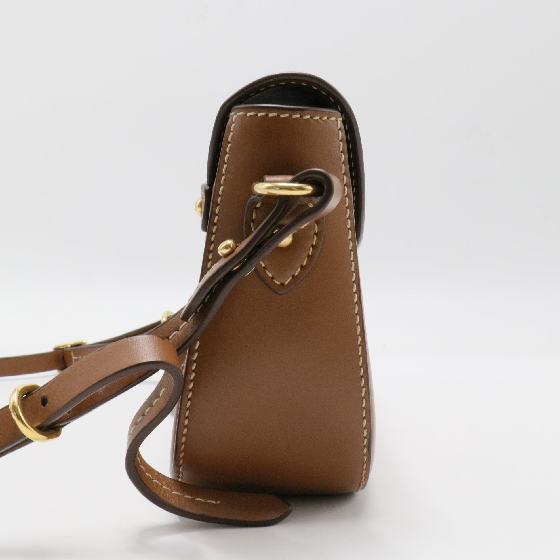 City Calf Snap Lock Shoulder Bag Cognac