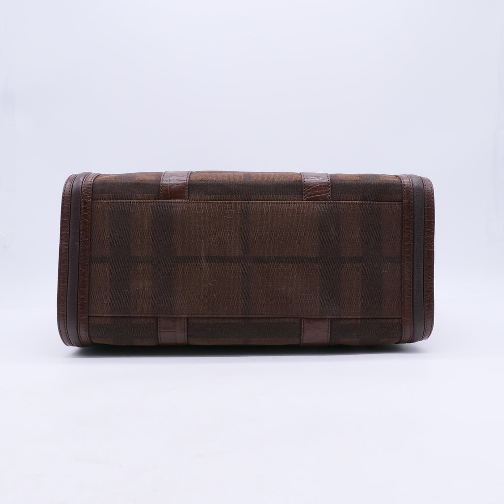 Prorsum Plum Check Jacquard Tweed Medium Barrel Bag B21176