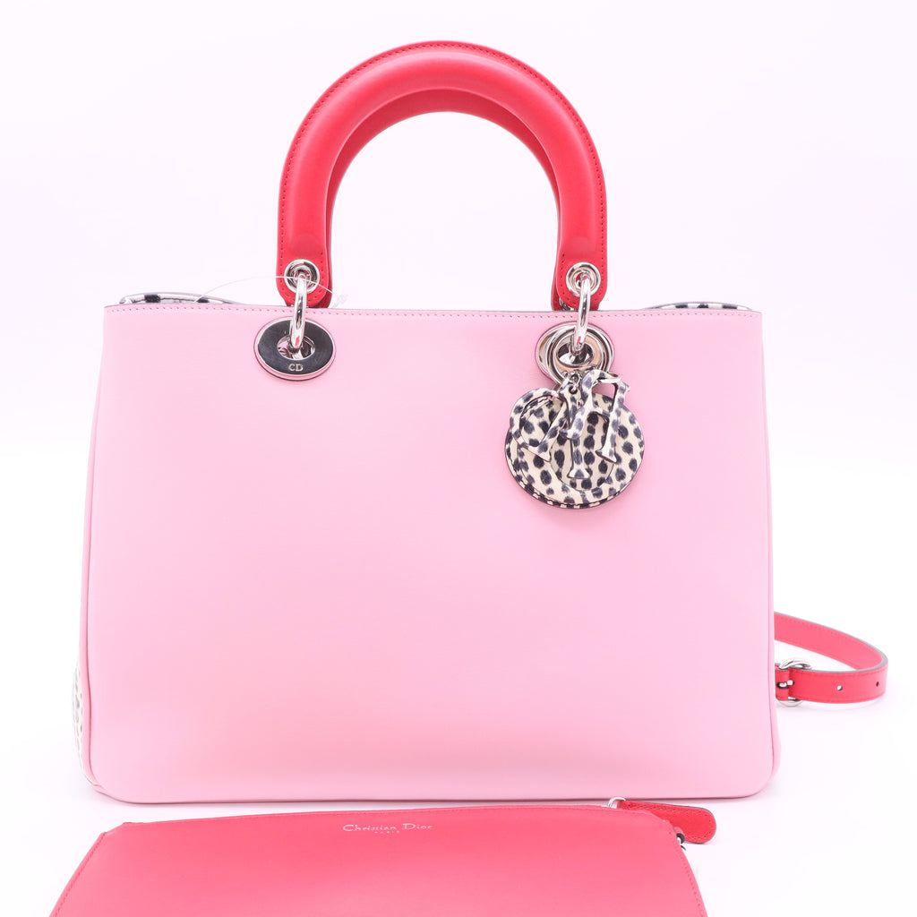 Pink Leather 'Diorissimo' Leather Tote with Strap and Pouch twins