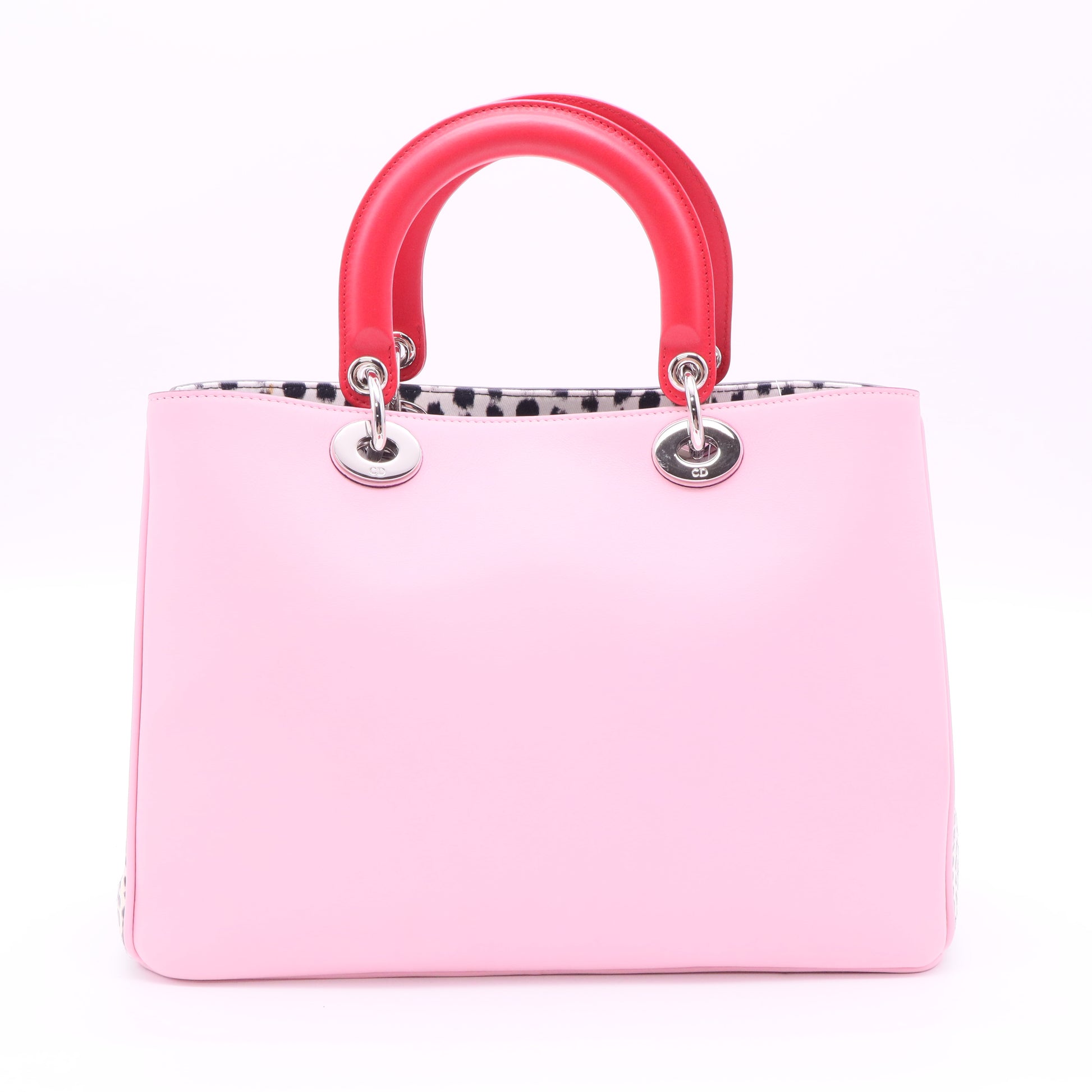 Pink Leather 'Diorissimo' Leather Tote with Strap and Pouch twins
