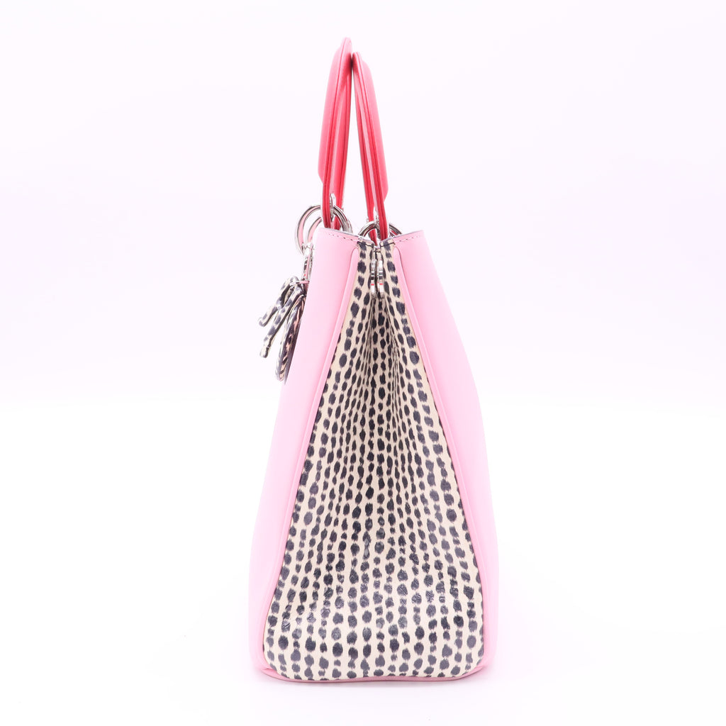 Pink Leather 'Diorissimo' Leather Tote with Strap and Pouch twins