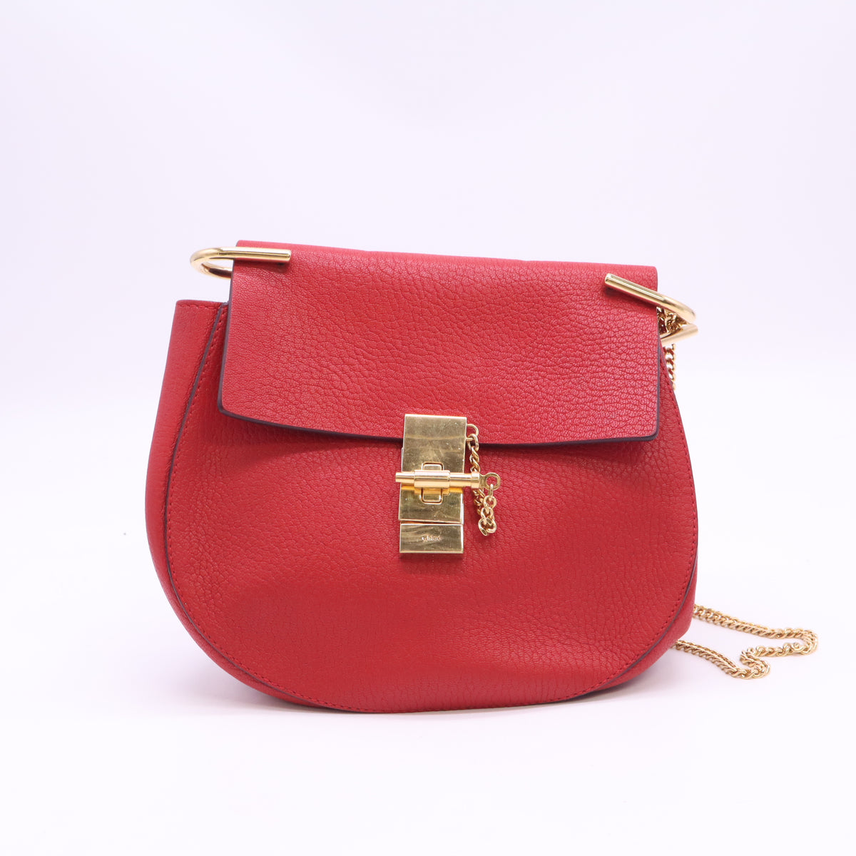Grained Lambskin Drew Shoulder Bag Plaid Red B24766