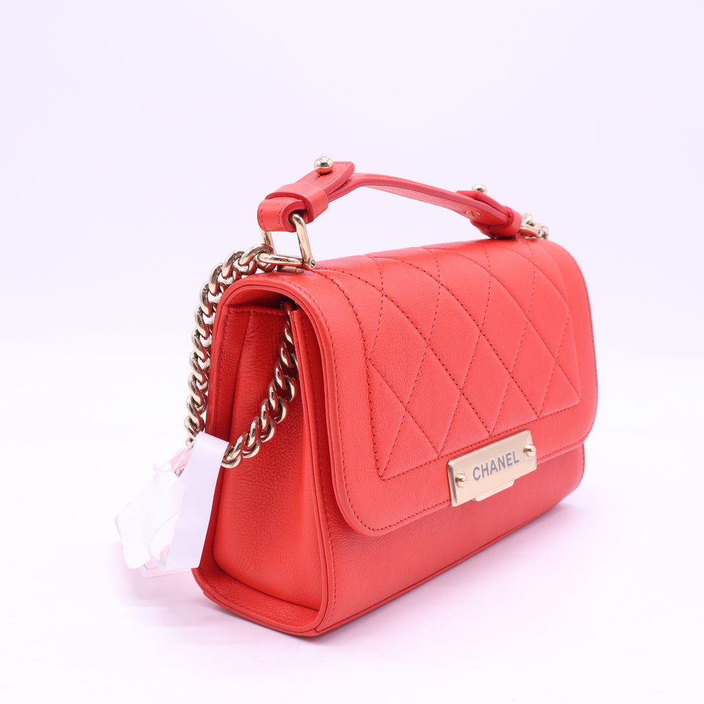 Chanel Label Click Flap Bag Quilted Calfskin Small twins B21588