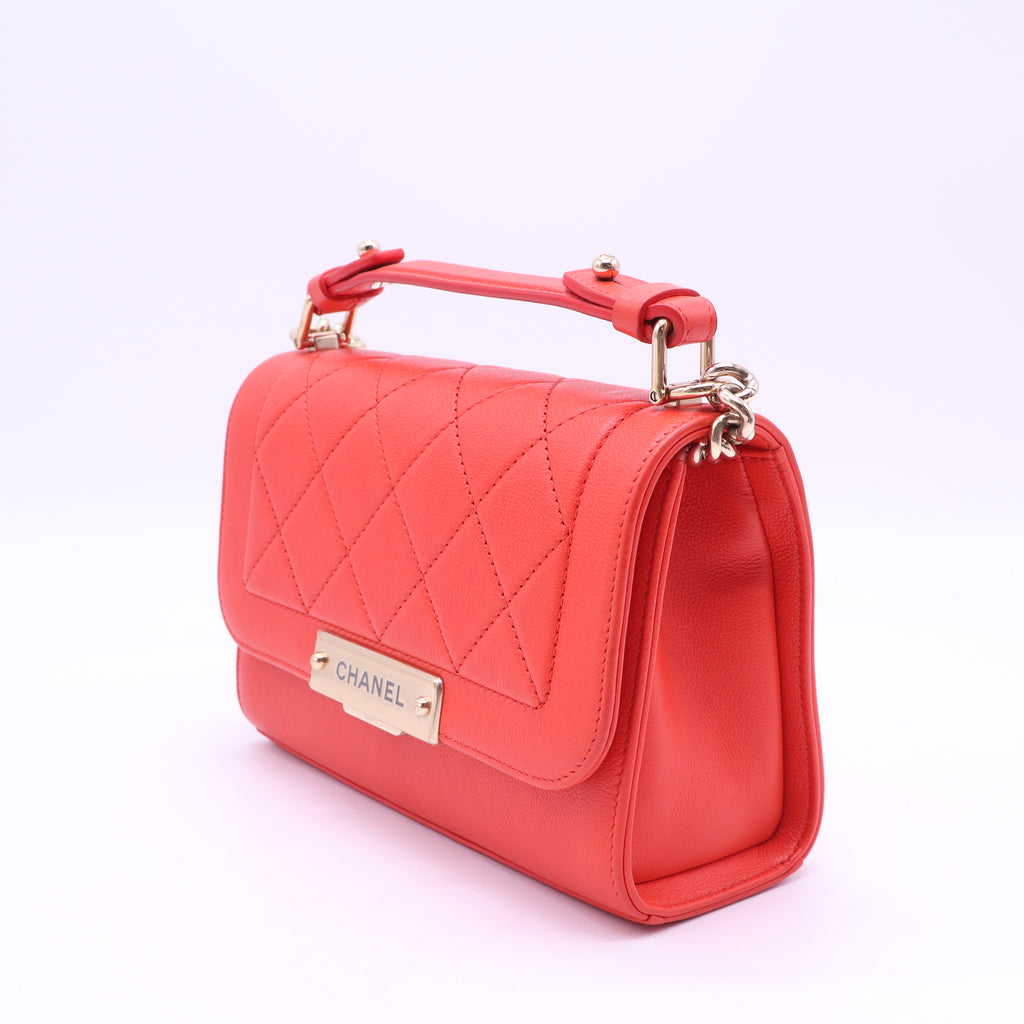 Chanel Label Click Flap Bag Quilted Calfskin Small twins B21588