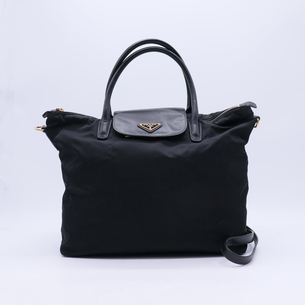 Saffiano Trimmed Tessuto Tote w/ Strap B20484