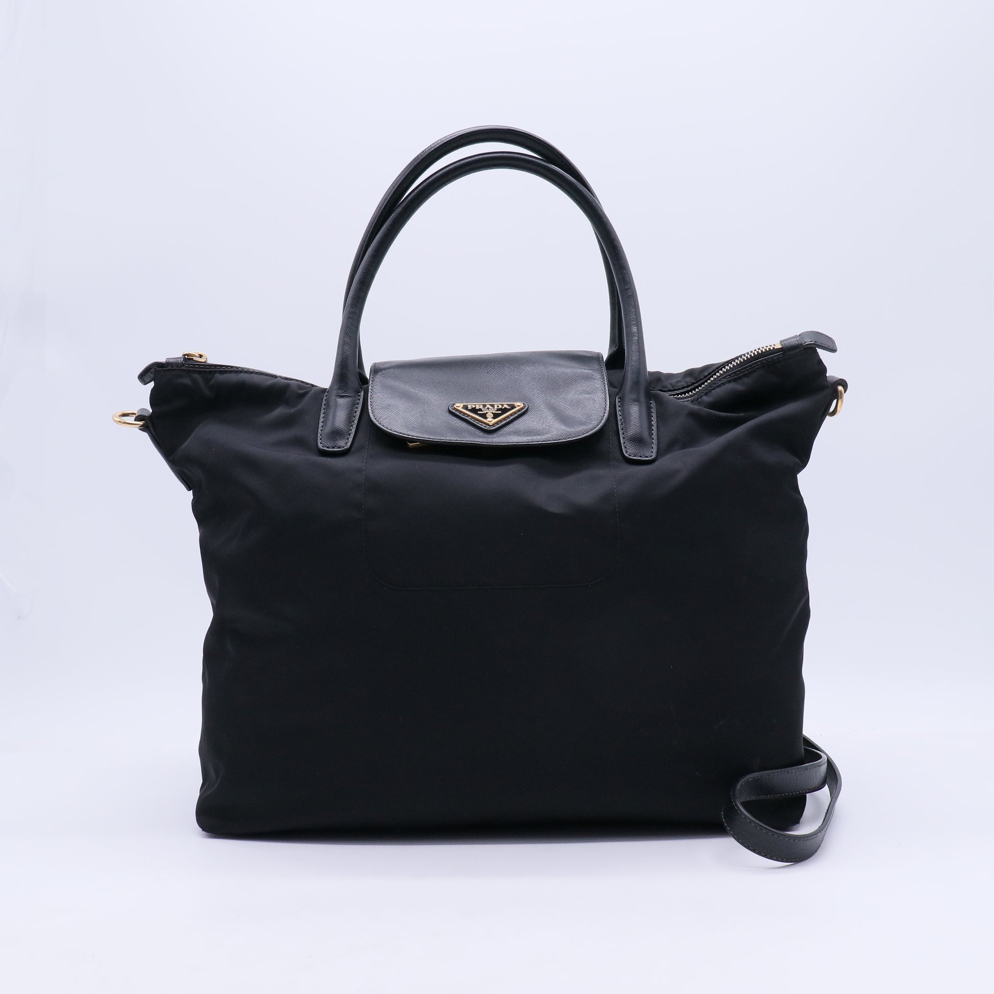 Saffiano Trimmed Tessuto Tote w/ Strap B20484