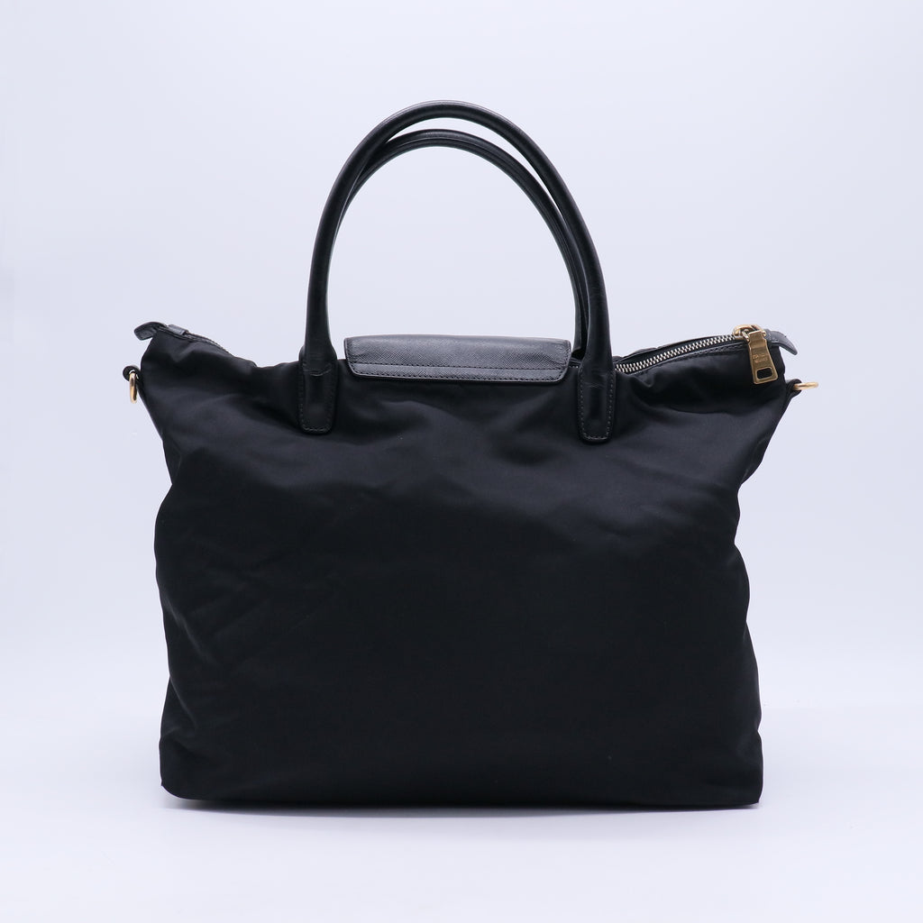 Saffiano Trimmed Tessuto Tote w/ Strap B20484