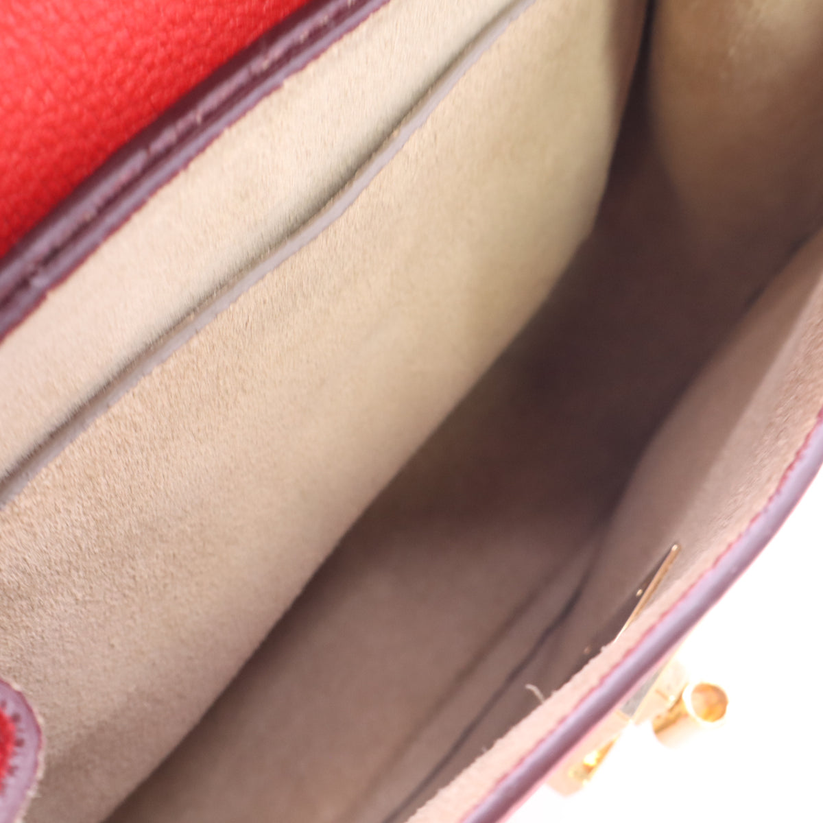 Grained Lambskin Drew Shoulder Bag Plaid Red B24766