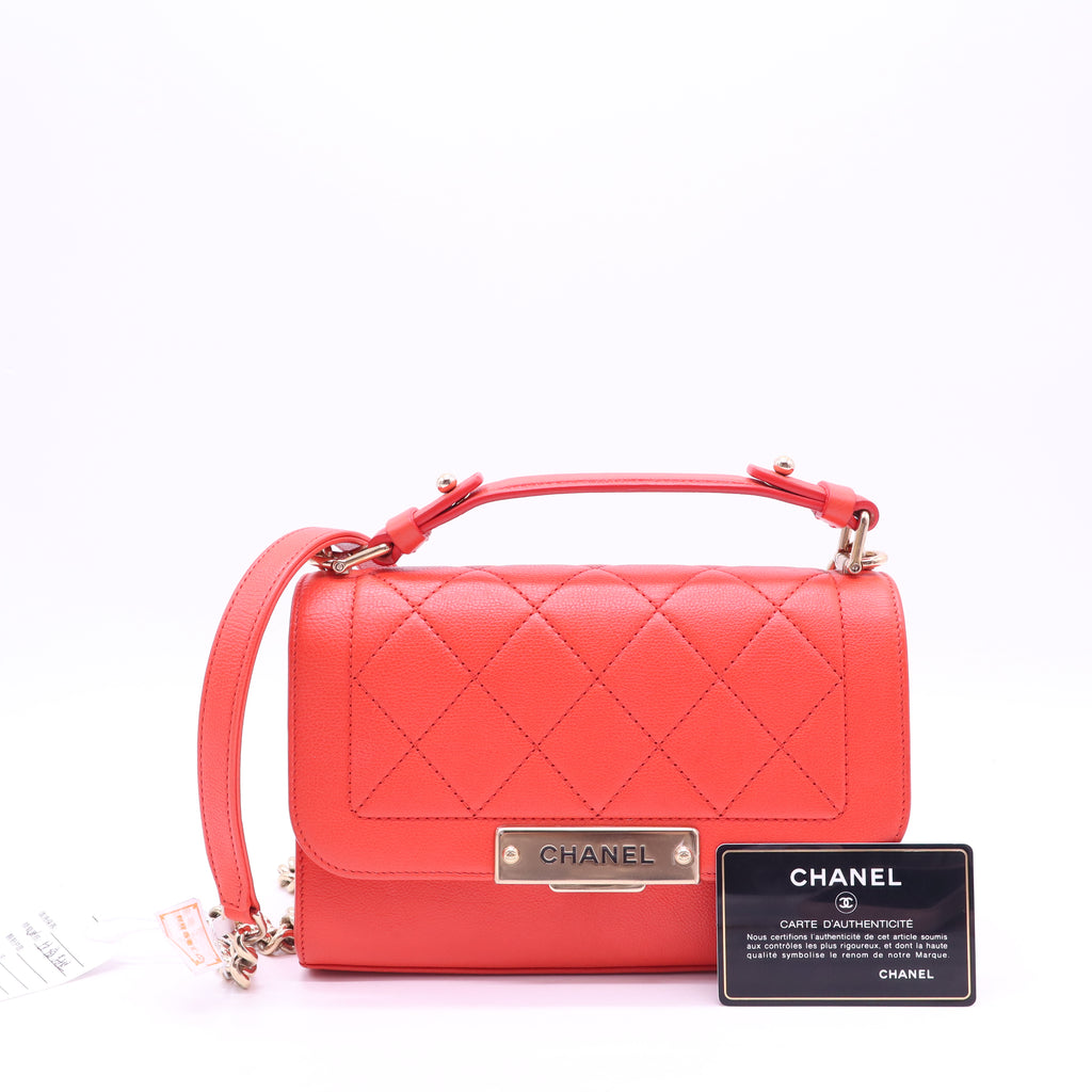 Chanel Label Click Flap Bag Quilted Calfskin Small twins B21588
