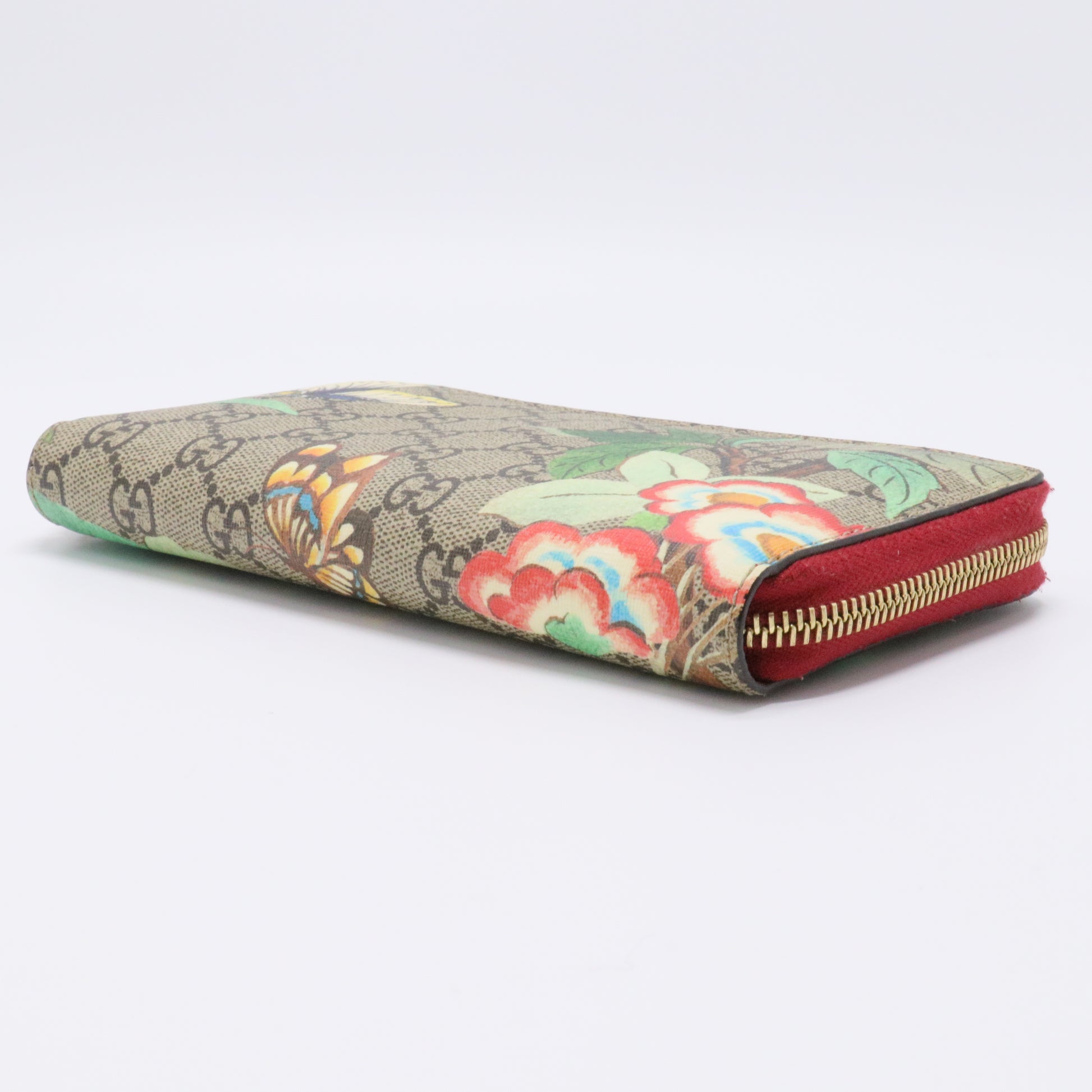 GG Supreme Monogram Tian Zip Around Card Case Wallet Twins