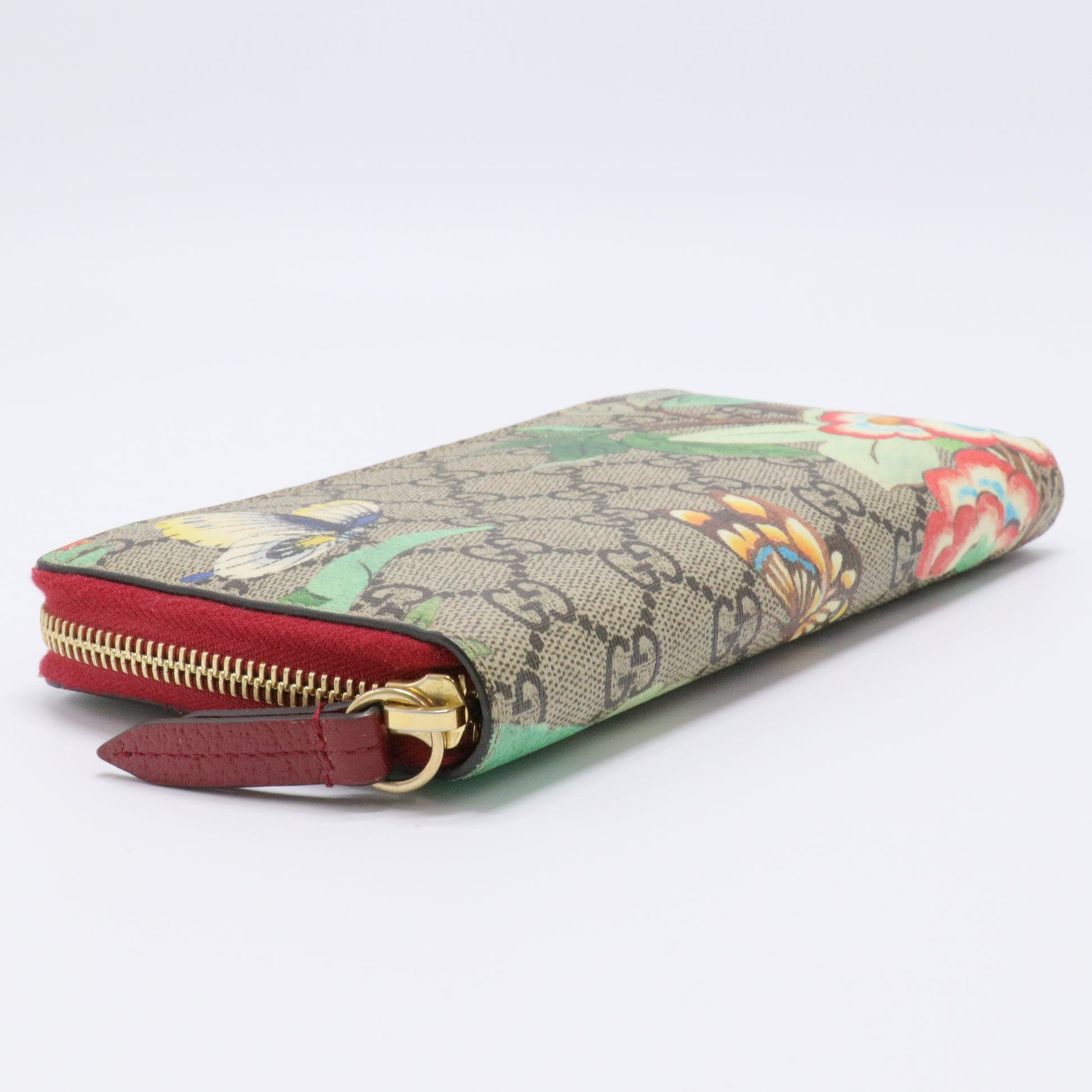 GG Supreme Monogram Tian Zip Around Card Case Wallet Twins