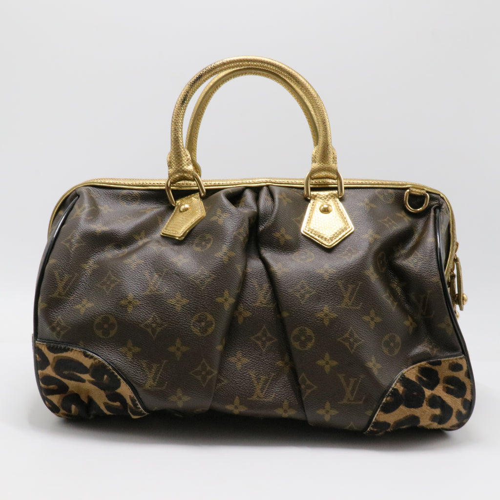 Stephen Handbag Monogram Canvas and Leopard Pony Hair