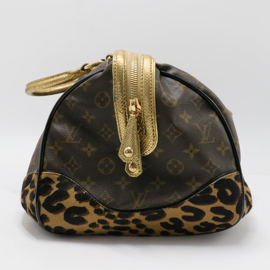 Stephen Handbag Monogram Canvas and Leopard Pony Hair