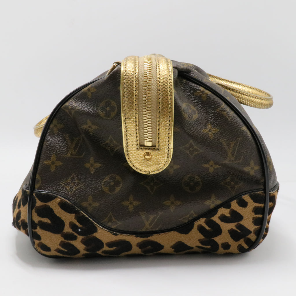 Stephen Handbag Monogram Canvas and Leopard Pony Hair