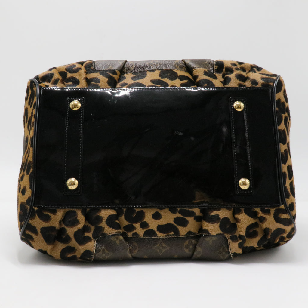 Stephen Handbag Monogram Canvas and Leopard Pony Hair