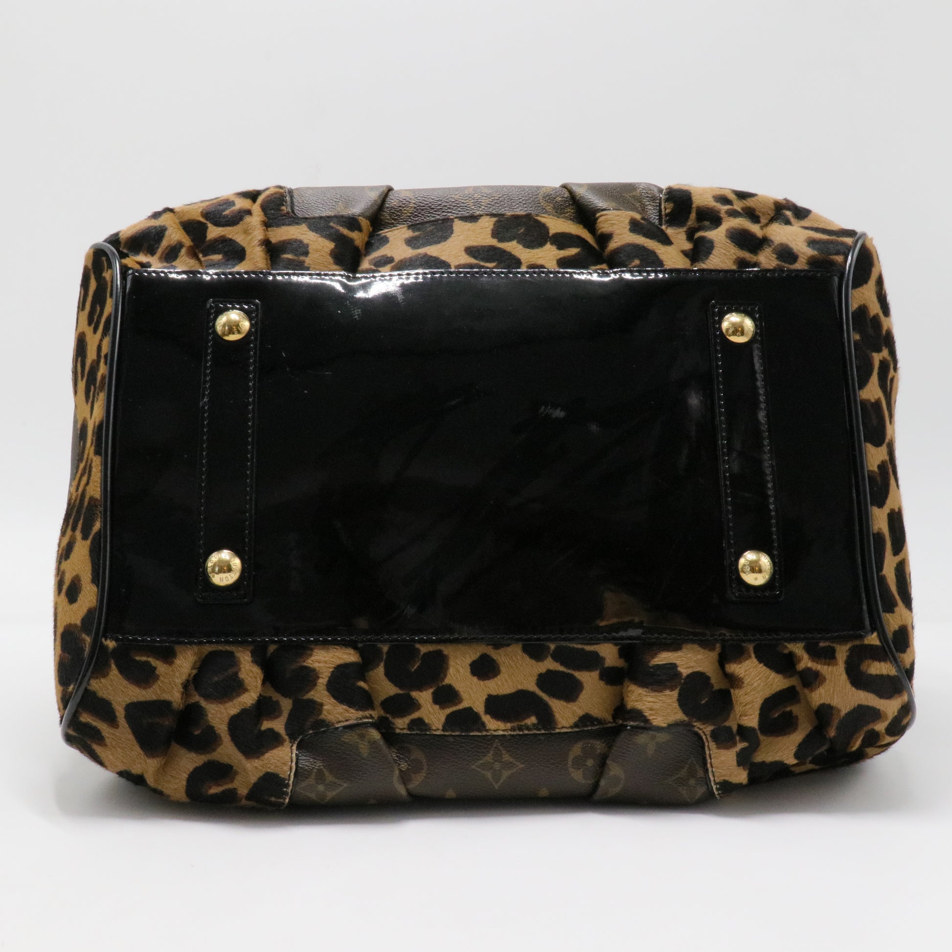 Stephen Handbag Monogram Canvas and Leopard Pony Hair