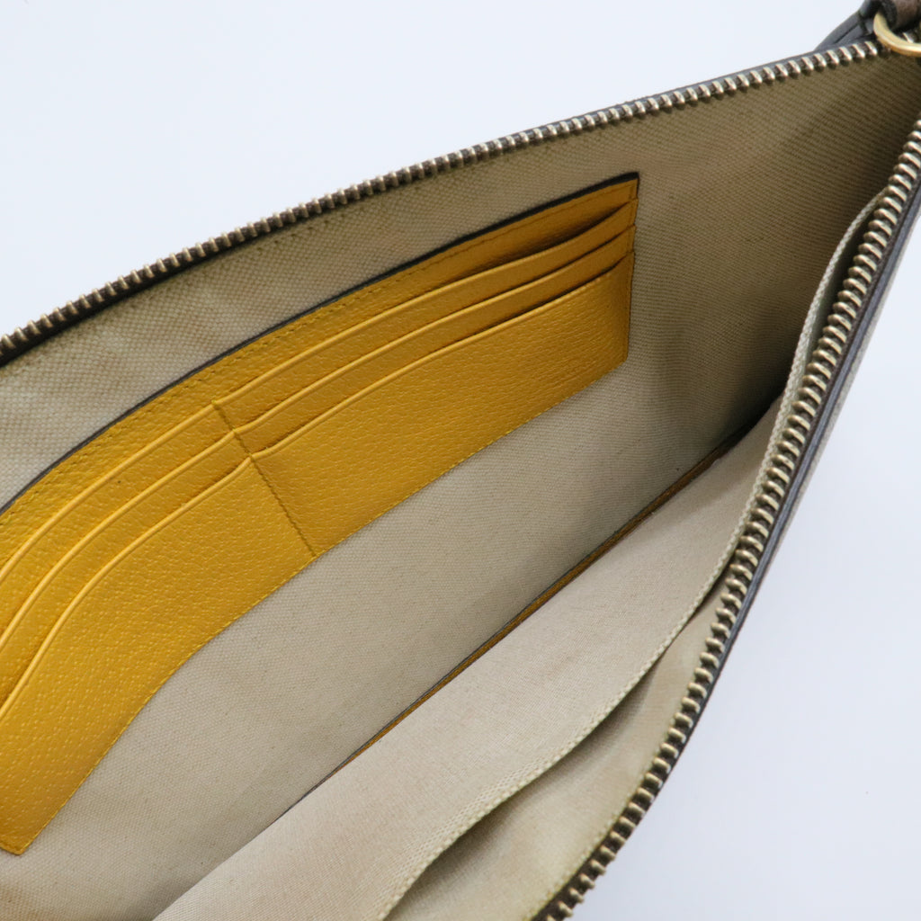 GG Supreme Monogram Neo Vintage Zip Wristlet Pouch