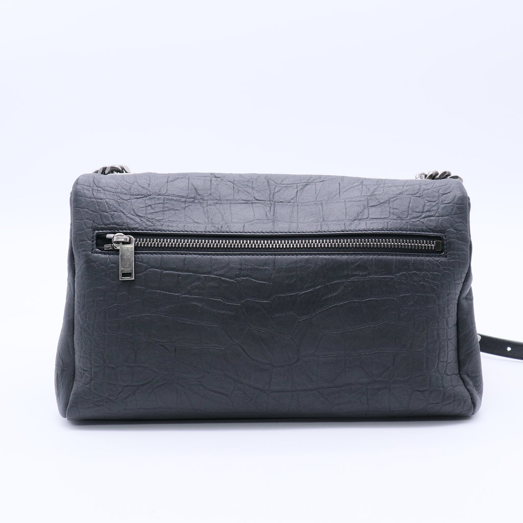 West Hollywood Shoulder Bag Crocodile Embossed Leather Medium Twins