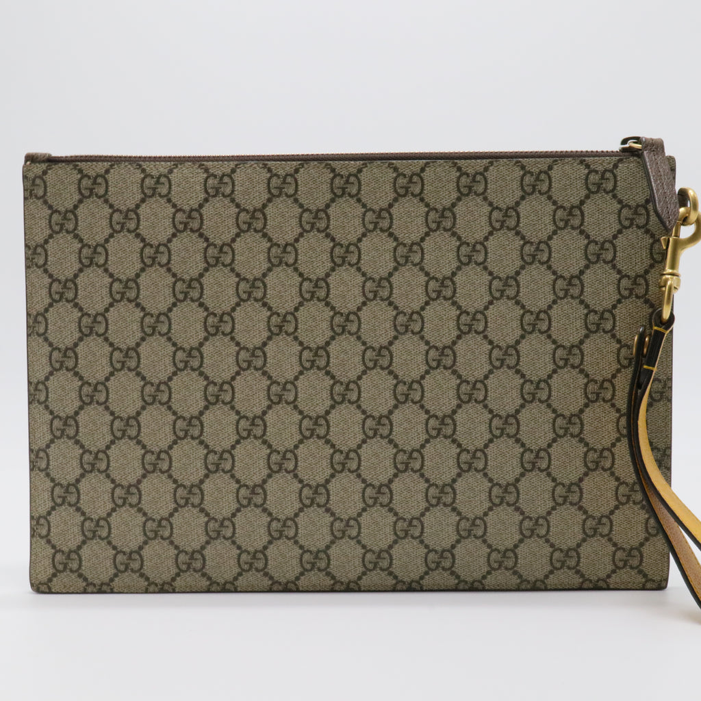 GG Supreme Monogram Neo Vintage Zip Wristlet Pouch