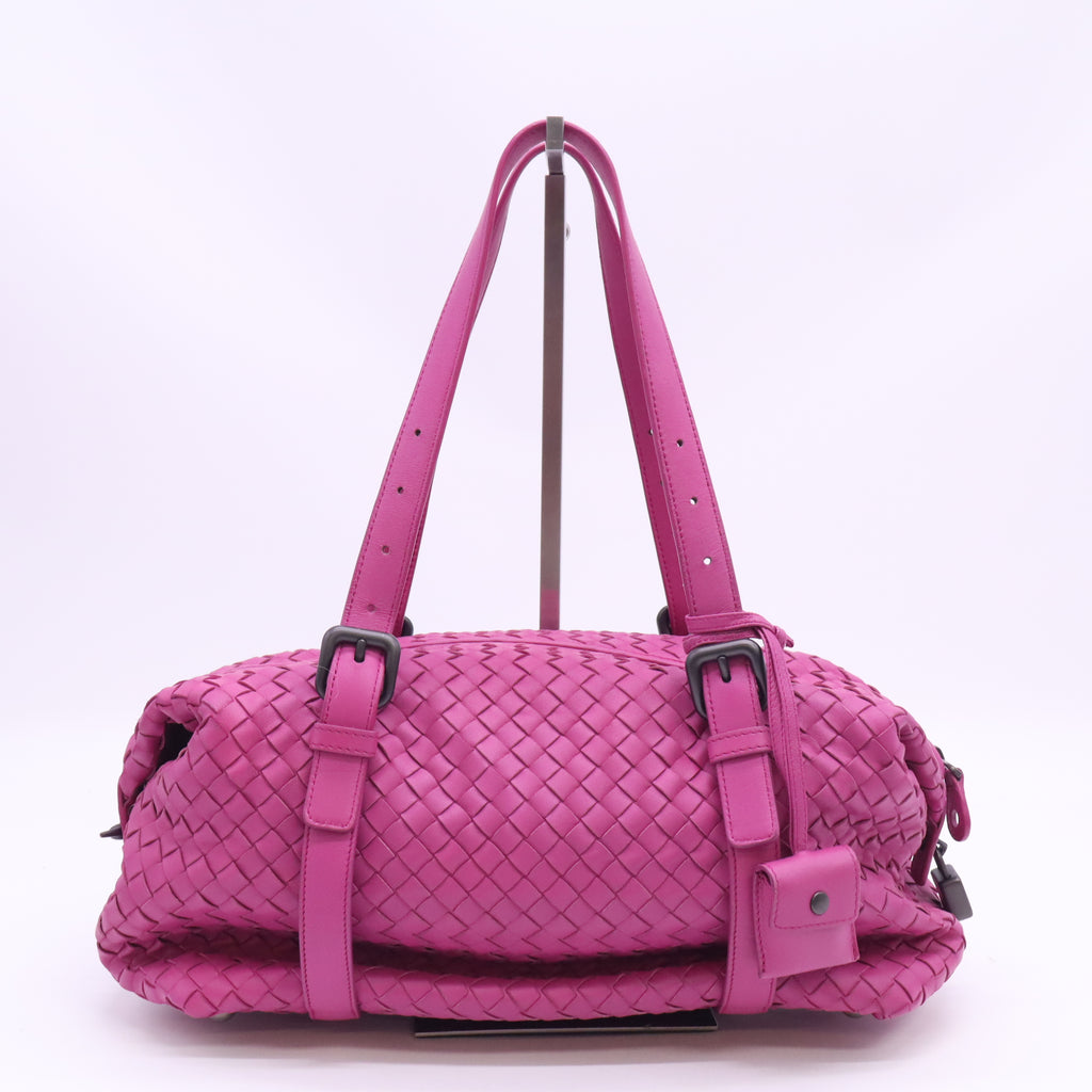Bottega Veneta Ametiste Intrecciato Woven Nappa Leather Montaigne Satchel Bag twins B24560